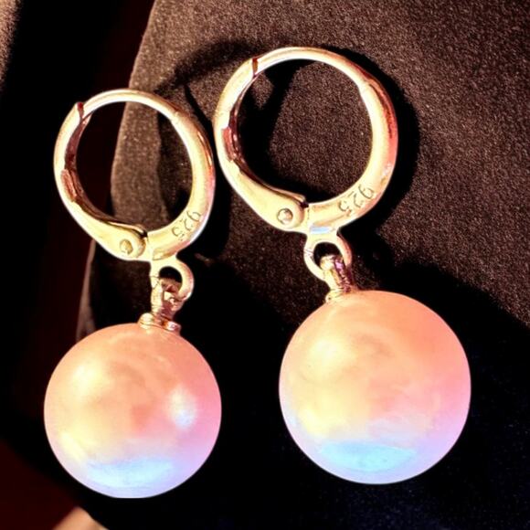 Unbranded Jewelry - Genuine 925 Sterling Silver Drop Pearl White women Earrings
